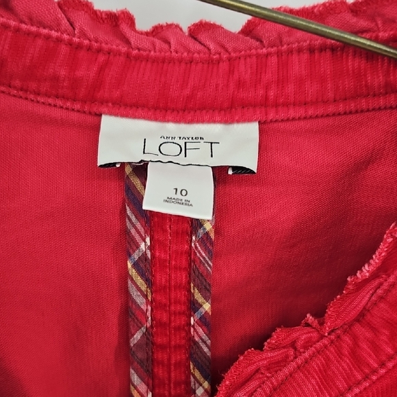 Ann Taylor Loft Corduroy Red Jacket Size 10 - Picture 2 of 8